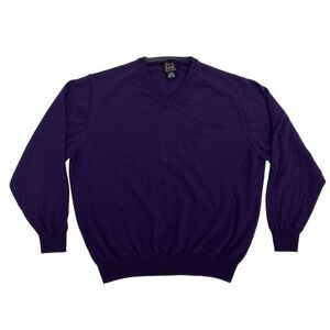 Jos A. Bank Signature Sweater Men's XL Purple V-Neck 100% Italian‎ Merino Wool